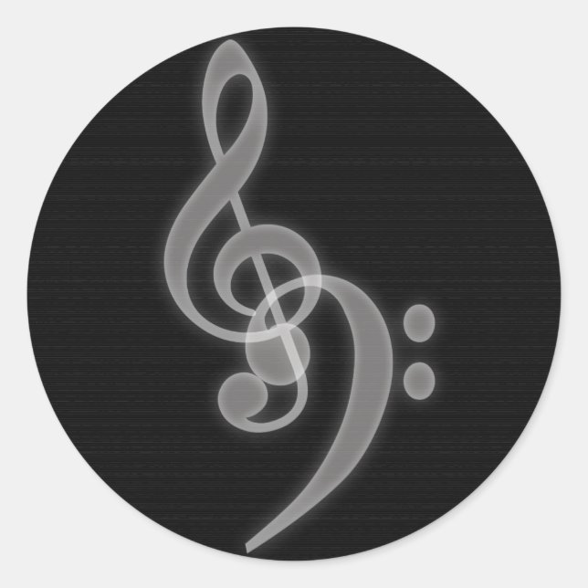 Música - Treble and Bass Clef - Pegatina redondo (Anverso)