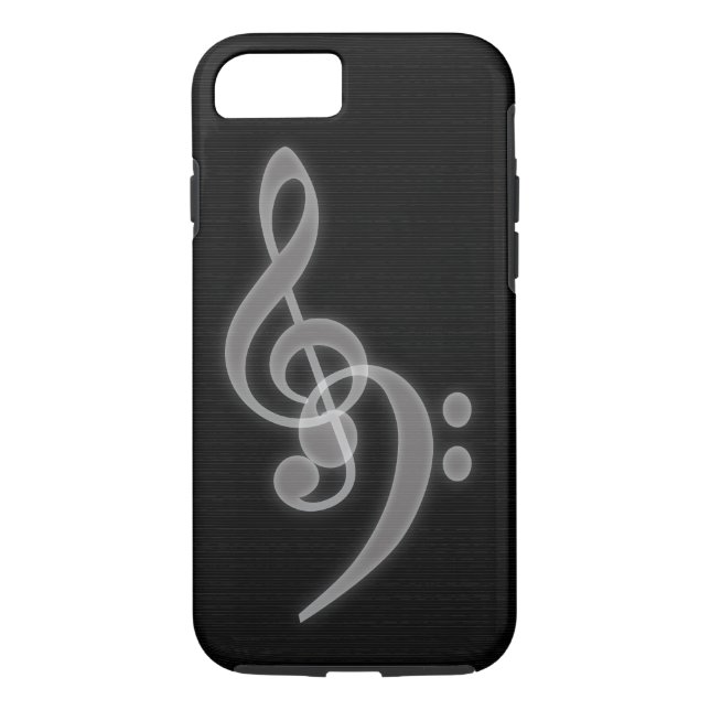 Música - Treble y Bass Clef iPhone 7 Funda duro (Reverso)