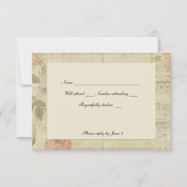 Música victoriana y Rosa rsvp con sobres (Anverso)