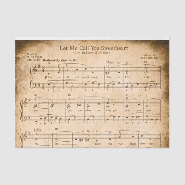 Música vintage de papel tisular de encanto (Anverso)