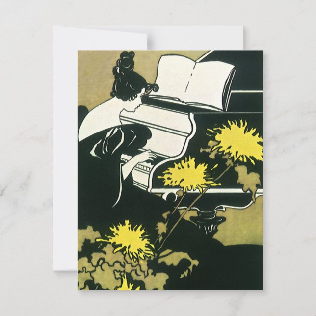 Música vintage, Miss Traumerei Tocando Piano, Red (Anverso)