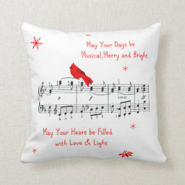 Música y almohada cardinal roja del navidad del