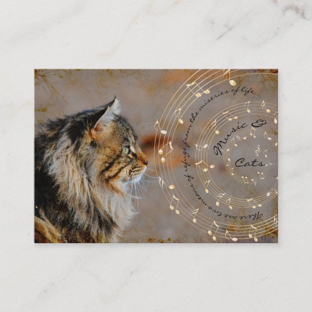 Música y tarjetas de visita de los gatos (Anverso)