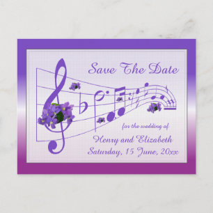 Música y violetas Guardar la tarjeta de fecha