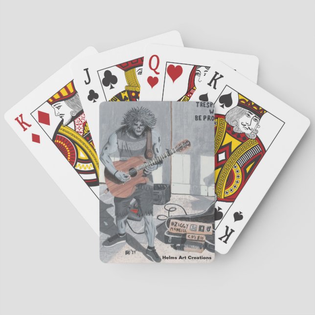 Músico de guitarra zombi tocando cartas (Reverso)