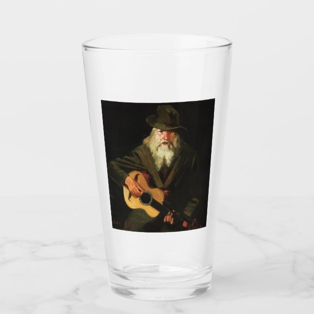 Músico de hobo (hombre viejo guitarista) (cosecha) (Anverso)