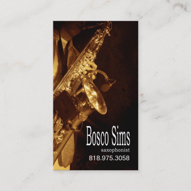 Músico del saxofonista para la tarjeta de la (Anverso)
