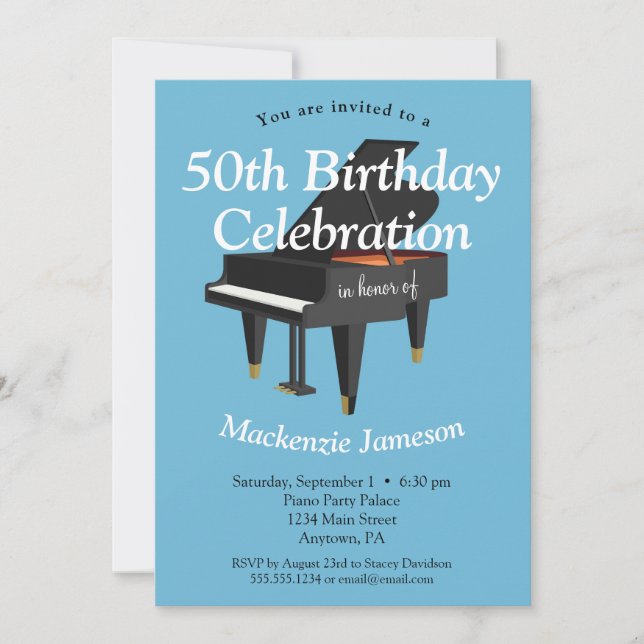 Músico musical de la invitación al cumpleaños del  (Anverso)