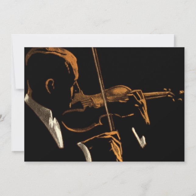 Músico vintage, violinista interpretando música en (Anverso)