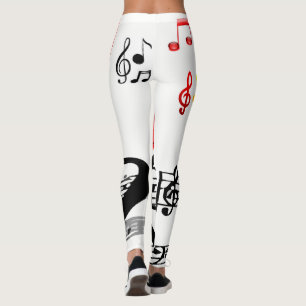Músicos blancos rojos leggings largos para ella