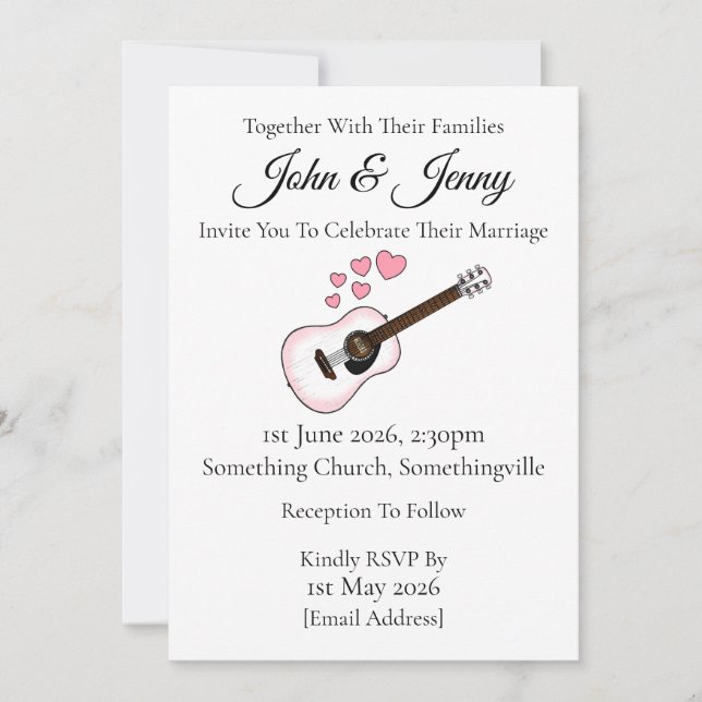 Músicos de la invitación a la boda acústica de gui (Anverso)