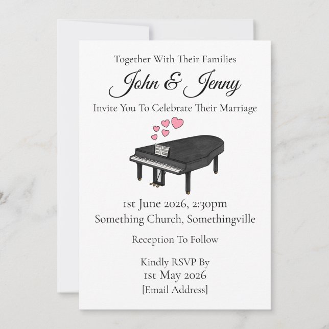Músicos de la invitación a la boda contemporánea d (Anverso)
