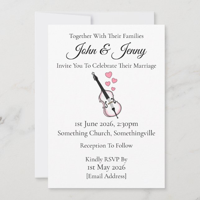 Músicos de la invitación a la boda de doble traser (Anverso)