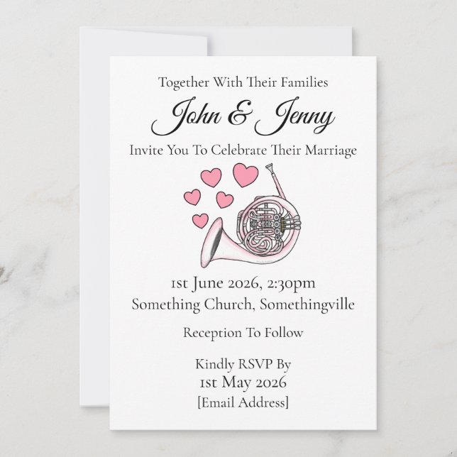 Músicos de latas de la invitación a la boda del cu (Anverso)