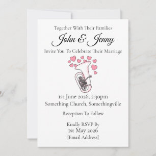 Músicos de latas de la invitación a la boda tuba