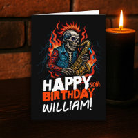 Músicos de Skeleton saxofonios Tarjeta de cumpleañ