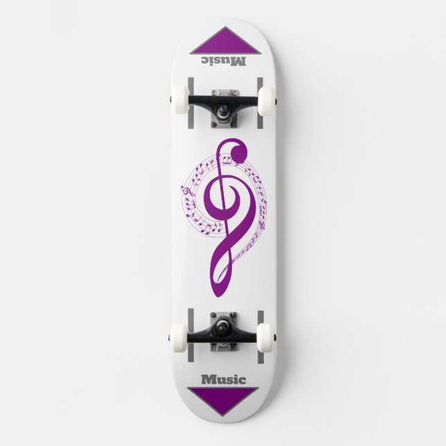 Musik Note violett grau weiss Skateboard (Anverso)