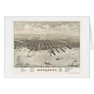 Muskegon, mapa panorámico -1874 del MI
