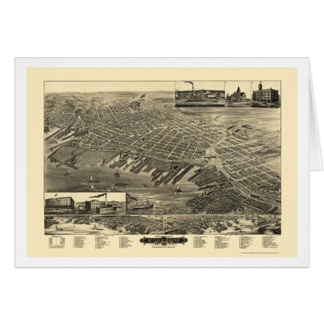 Muskegon, mapa panorámico del MI - 1889 (Anverso (Horizontal))