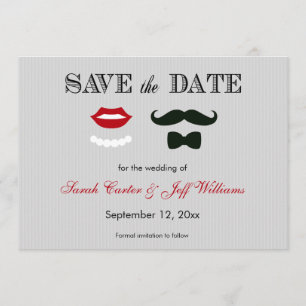 Mustache and Lips Gray Stripe Guardar las tarjetas