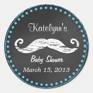 Mustache Baby Shower Favor Pegatina