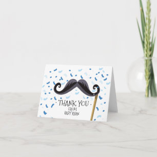 Mustache Baby Shower Gracias Nota