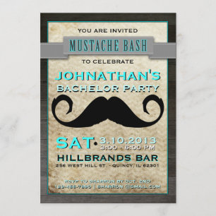 Mustache Bash Hipster Bachelor Party Invitación