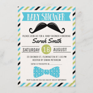 Mustache Bow Little Man Invitación Baby Shower