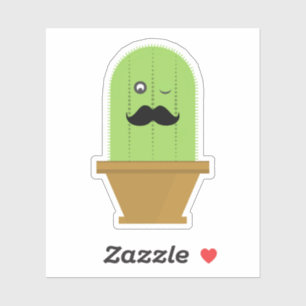 Mustache Cactus Pegatina
