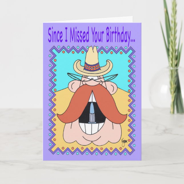 MUSTACHE COWBOY Tarjeta de cumpleaños Belada (Anverso)