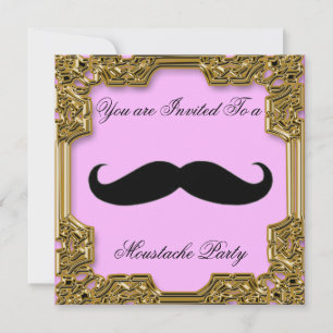 Mustache Invitación a fiesta de cumpleaños Rosado