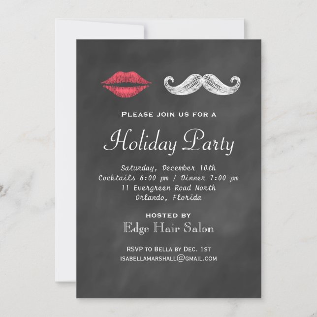 Mustache & Lips Invitación a la fiesta corporativa (Anverso)