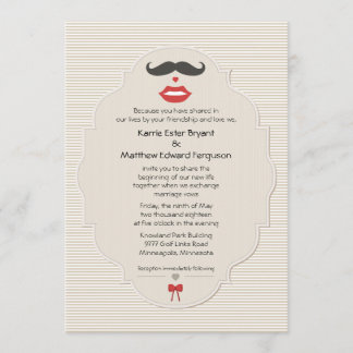 Mustache Lips Invitación a matrimonio retro