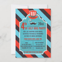 Mustache Monocle 4 de julio invitaciones a fiestas