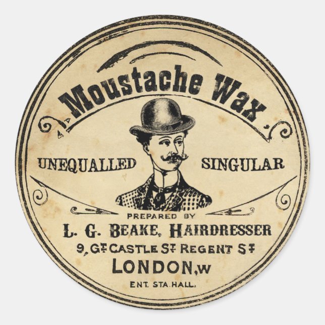 Mustache Mustache Wax Pegatinas Vintage Style (Anverso)