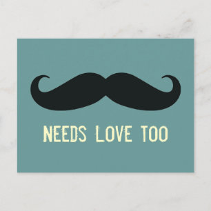 Mustache necesita amor para postales divertidas
