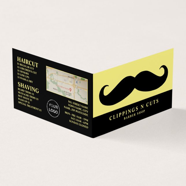 Mustache negro, tarjeta de fidelidad para barberos (Exterior)