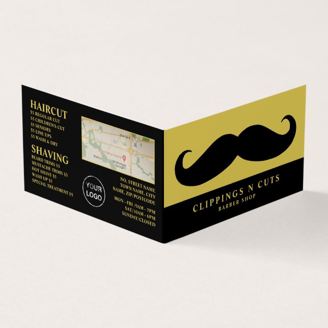 Mustache negro, tarjeta de fidelidad para barberos (Exterior)