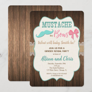 Mustache o arcos Género revelar invitación rústica
