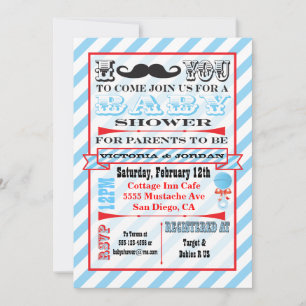 Mustache Parejas Bebé Invitaciones a la ducha