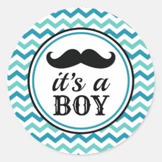 Mustache Pequeño hombre Pegatinas de Baby Shower -