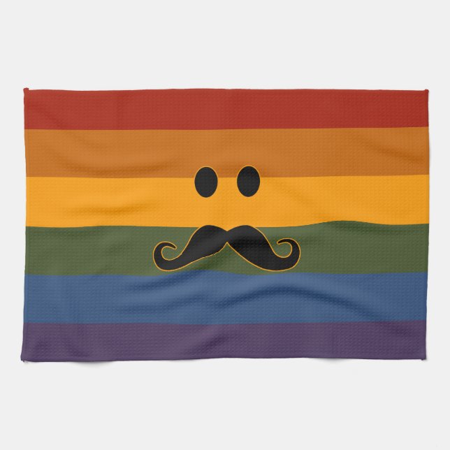 Mustache Pride toalla de cocina personalizado (Horizontal)