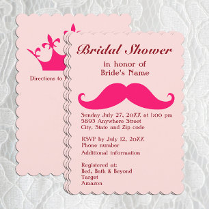 Mustache rosa y la invitación a la ducha de novia