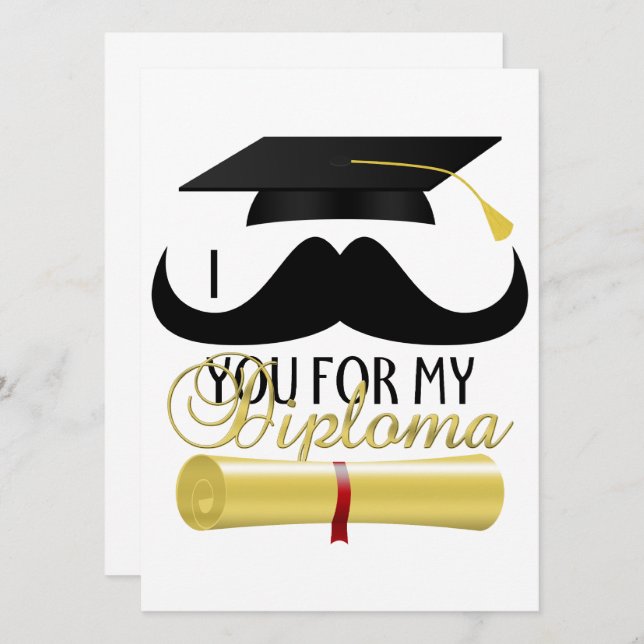 Mustache usted por mi invitación para graduación d (Anverso / Reverso)