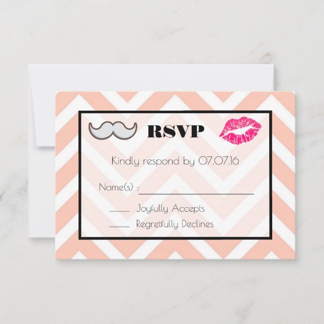 Mustache y bodas de labios RSVP en Chevron de coba (Anverso)