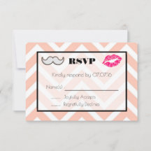 Mustache y bodas de labios RSVP en Chevron de coba