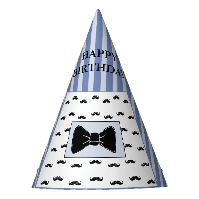 Mustache y Bow Tie Birthday Party Gorra (Anverso)