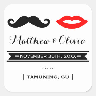 Mustache y labios Pegatinas de la boda