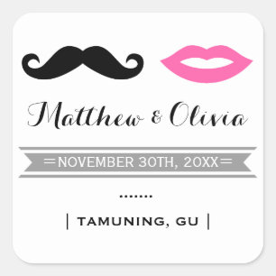 Mustache y labios rosados Pegatinas favoritos de b