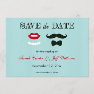 Mustache y Lips Aqua Stripe Guardar las tarjetas d